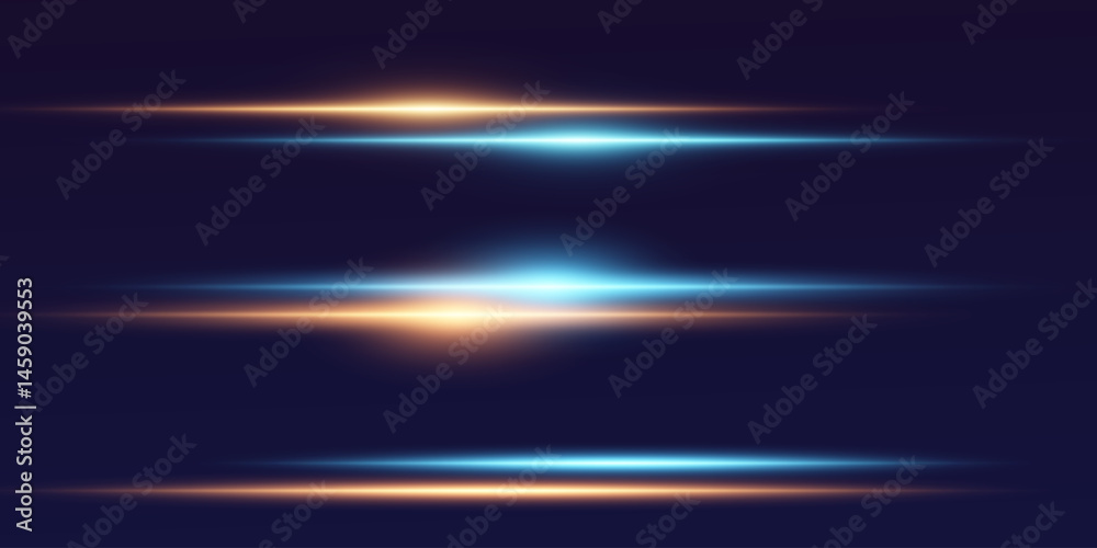Set of neon light lines.Horizontal flash.Laser light beam.Vector illustration.Vector EPS 10. Set of neon light lines.Horizontal flash.Laser light beam.Vector illustration.Vector EPS 10.