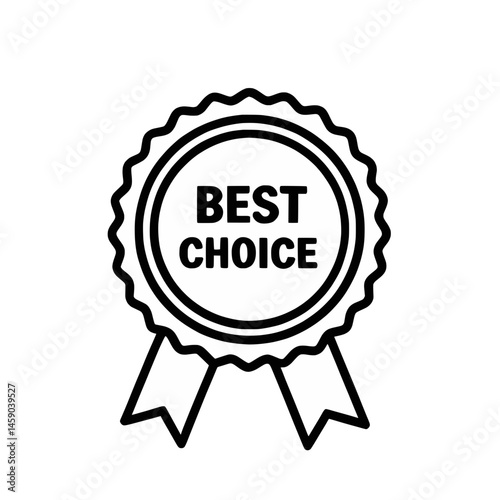 Best Choice icon, text, ribbon, top-quality guaranteed, premium selection, isolated black and white transparent background