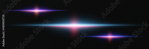 Glowing blue and red stripes. Horizontal neon rays. Vector.EPS 10.