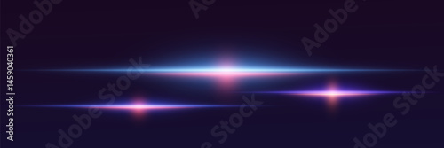 Glowing blue and red stripes. Horizontal neon rays. Vector.EPS 10.