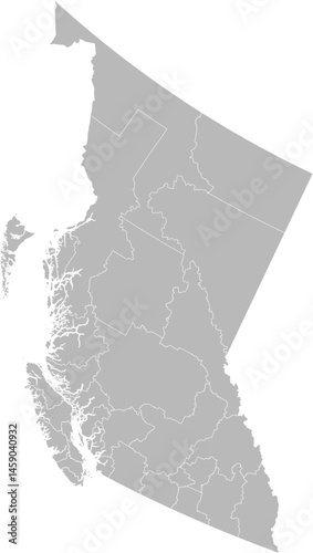 British Columbia, Canada – administrative vector map with census division boundaries (PPT-compatible & fully editable)