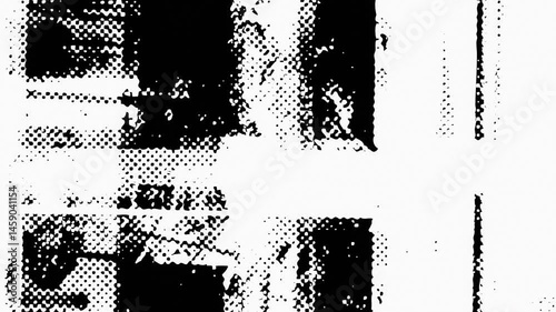 Abstract stop-motion animation featuring a black and white newspaper halftone effect. Dynamic, textured, and gritty background for experimental projects.