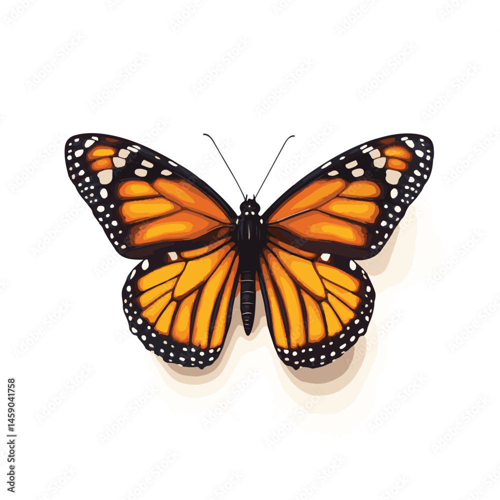 Fototapeta premium Detailed Monarch Butterfly Vector Illustration Isolated On White Background Beautiful Insect