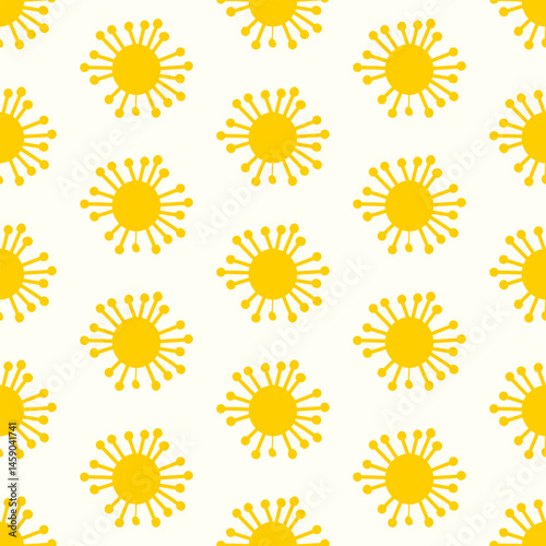 Seamless pattern of hand drawn doodle boho sun on isolated background. Design for springtime, Easter celebration, scrap booking, nursery decor, home decor, paper crafts, invitation design. 