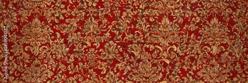 Intricate red & gold damask, regal design  Seamless vector pattern , classic, brocade, ornament