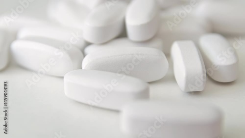 White pills in extreme close up stock footage