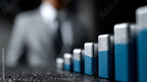 Businessman Analyzing Corporate Growth Trends with Statistically Significant Bar Graphs for Future Strategies