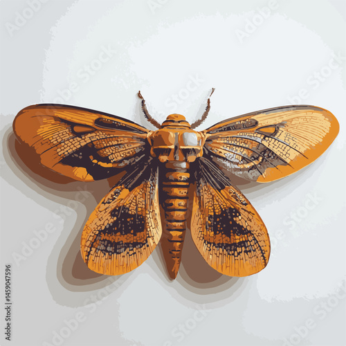 Detailed Illustration Of Regal Walnut Colored Royal Walnut Moth On White Background