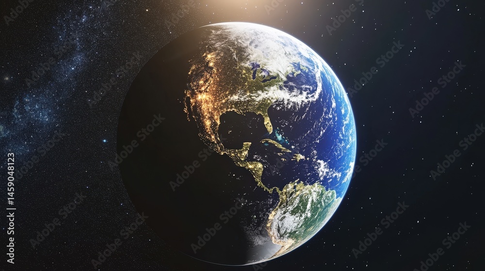 Obraz premium time-lapse of Earths rotation from space, showing day and night cycles