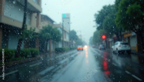 Heavy downpour, large water droplets on white , weather, precipitation