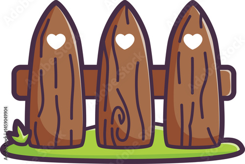 Wooden fence for playground safety Vector Illustration Icon. Flat Cartoon Style