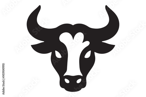 Bull head silhouette logo design with strong and bold features