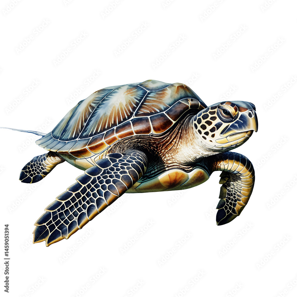 Fototapeta premium sea-turtle-illustration-marine-life-ocean-animal-graphics-stock-image