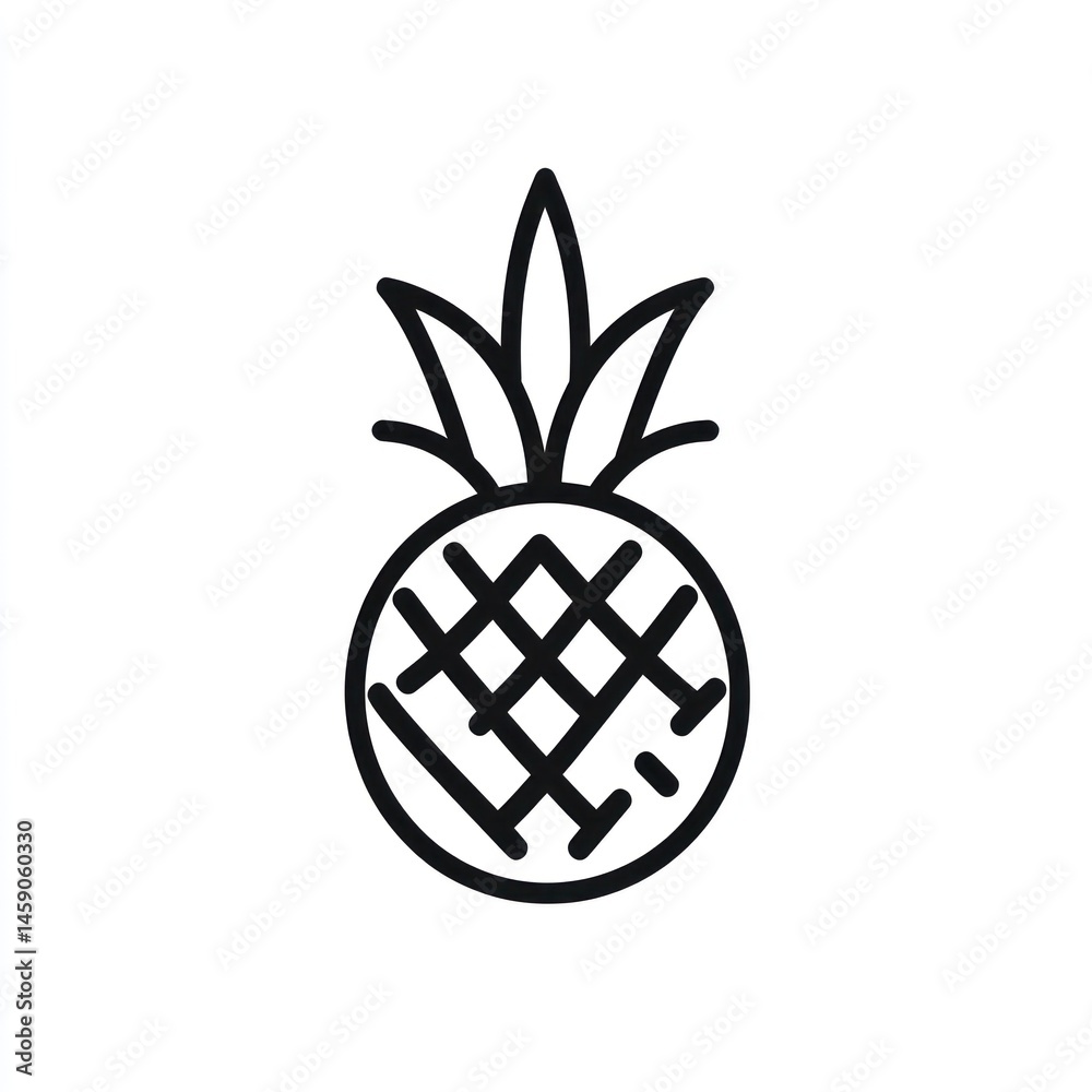 Simple Line Art Pineapple Icon