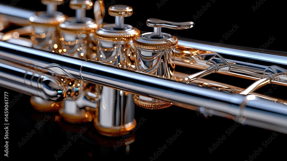 Fototapeta premium Brass trumpet valves close-up