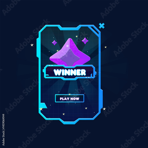 Set Hud Futuristic Sci Fi Text Frame Window Winner Fantasy Star Reward Banner Pop Up Window Game UI Screen Panel Vector Design