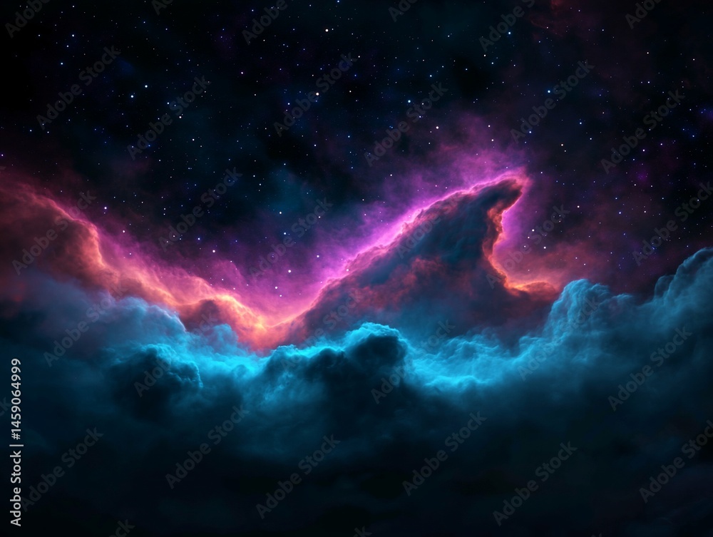 Fototapeta premium Ethereal cosmic sky with colorful nebula and vibrant starfield