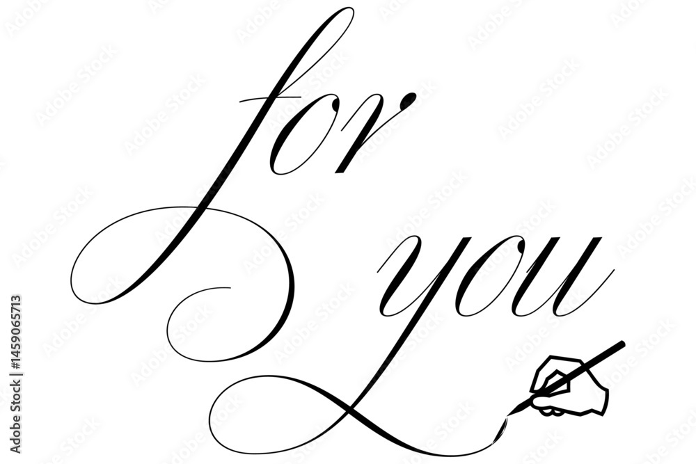 Obraz premium 手書きの筆記体で書いたような、for you（あなたへ）のレタリング（カリグラフィー）によるロゴマーク 