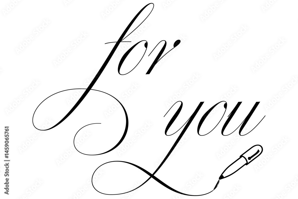 Obraz premium 手書きの筆記体で書いたような、for you（あなたへ）のレタリング（カリグラフィー）によるロゴマーク 