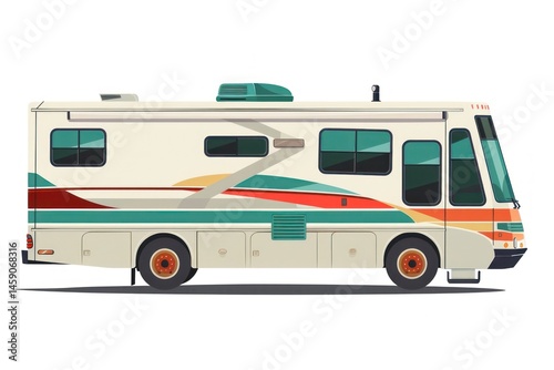 Colorful RV travel illustration