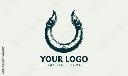 Ornate Metallic Horseshoe with Decorative Swirls and Studs Symbolizing Luck and Tradition. Decorative Object Concept