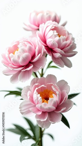 Pink peony flowers blooming in a vase