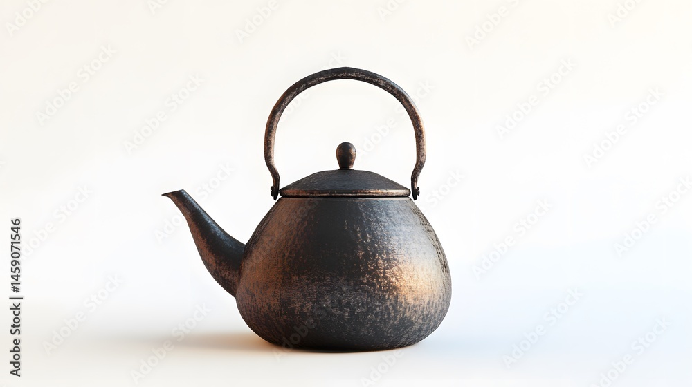 Rustic Black Teapot with White Background. Rustic Black Teapot with White Background.