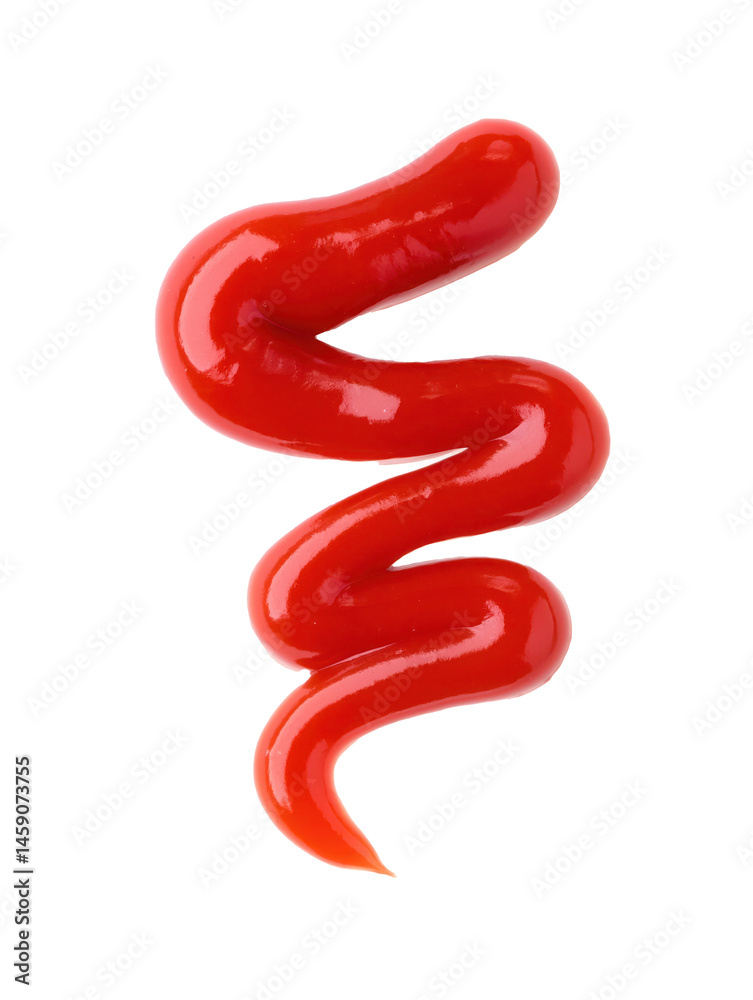 Drawn Curved Ketchup Line Isolated Drawn Curved Ketchup Line Isolated