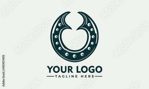 Ornate Metallic Horseshoe with Decorative Swirls and Studs Symbolizing Luck and Tradition. Decorative Object Concept
