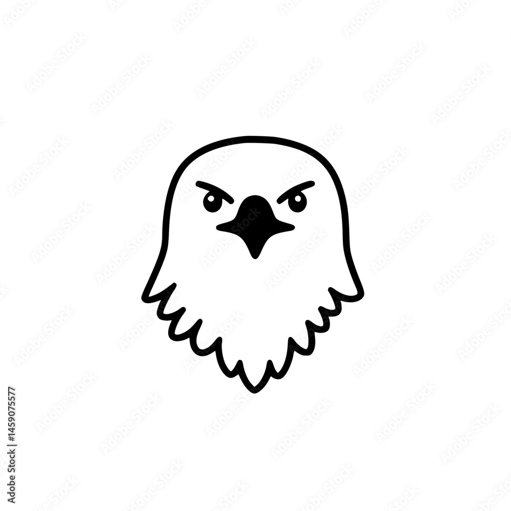 Flat black icon of an eagle head designed for various digital applications and graphic representations Flat black icon of an eagle head designed for various digital applications and graphic representations
