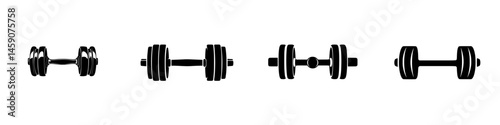 Various black flat icons of weights showcasing different styles and designs for fitness enthusiasts