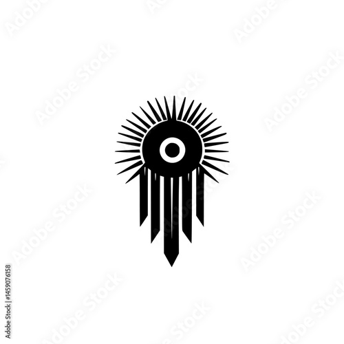 Black icon featuring a sunburst design with pendants for decorative or graphic usage in various contexts