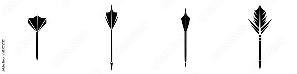 Obraz premium Various black arrow icons featuring different designs and styles for graphic use and illustration purposes
