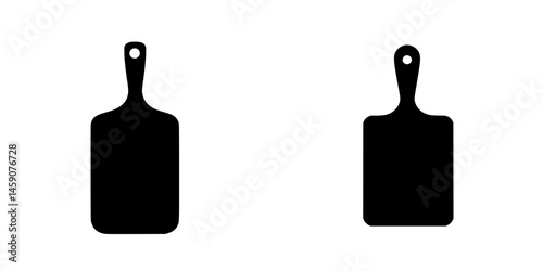 Flat black icons of cutting boards displayed side by side for design and culinary representation