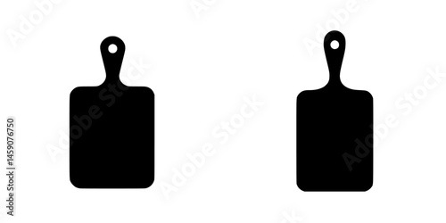 Flat black icon of two cutting boards displayed side by side showcasing simple design for kitchen use
