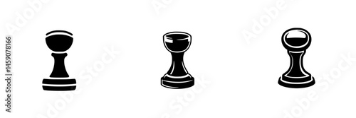 Black flat icons representing different styles of chess pieces for board game enthusiasts and designers