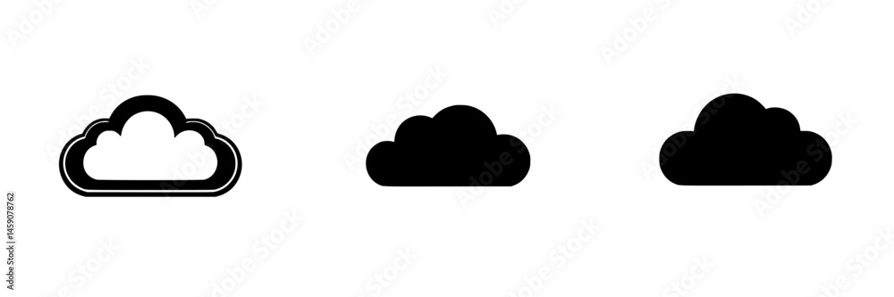 Simple flat black cloud icon design suitable for various digital applications and projects representing weather themes Simple flat black cloud icon design suitable for various digital applications and projects representing weather themes
