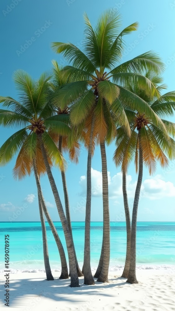 Fototapeta premium Palm trees in tropical beach setting