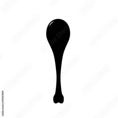 Stylized flat black icon of a cooking spoon designed for culinary graphics and kitchenware illustrations