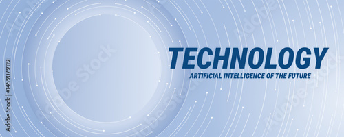 Modern white digital background with thin lines and an AI circuit board. Abstract technology backdrop. Elegant blue web banner for presentations. Abstract technology vector illustration