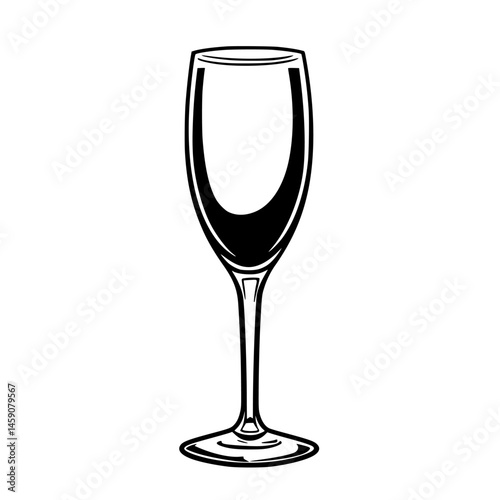 Flared black icon of a champagne flute standing tall on a simple background for elegant celebrations or events