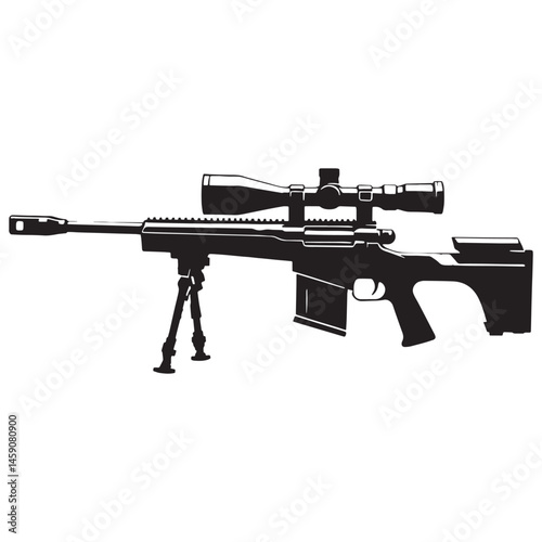 Vintage Sniper Rifle silhouette, classic long-range weapon – Sniper Rifle illustration – Sniper vector – Weapon silhouette

