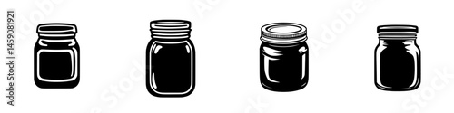 Various jar designs showcasing empty glass containers suitable for food storage and home organization in a minimalist style