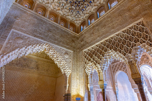 Court of Lions in Nasrid palace of Alhambra, Granada, Spain