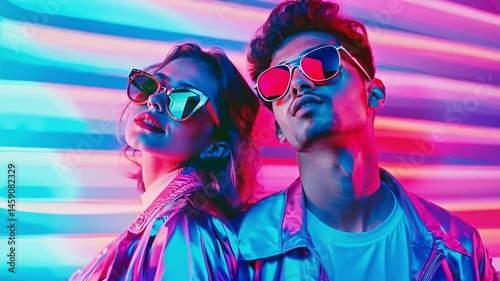 A man and a woman wearing sunglasses standing next to each other