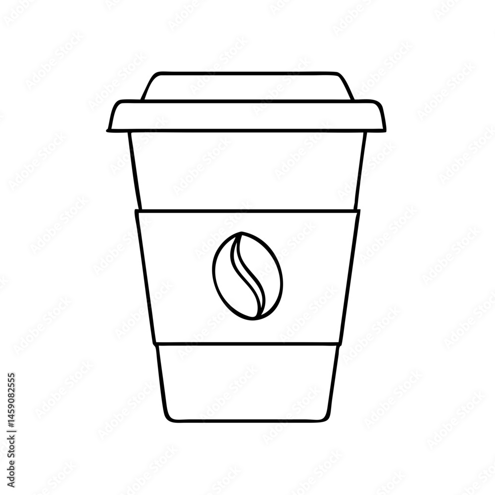 Coffee Cup Contour Icon, Thin Line, To-Go Beverage Design Coffee Cup Contour Icon, Thin Line, To-Go Beverage Design
