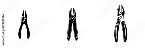 Different types of pliers displayed against a white background showcasing tools used in various DIY projects and repairs
