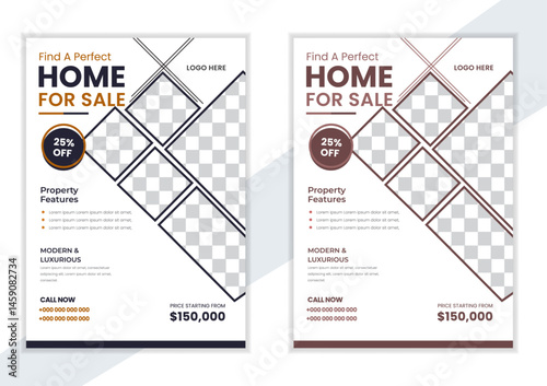 Professional creative a4 interior flyer template design, Vactor template design or Real estate flyer design layout.Home sale a4 leaflet design.