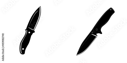 Two distinct knife designs showcasing different shapes and styles on a simple background