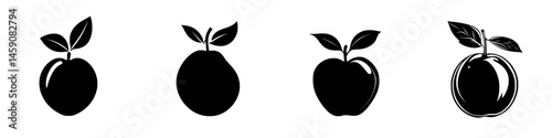 Variety of apple silhouettes showcasing different styles and shapes on a plain background